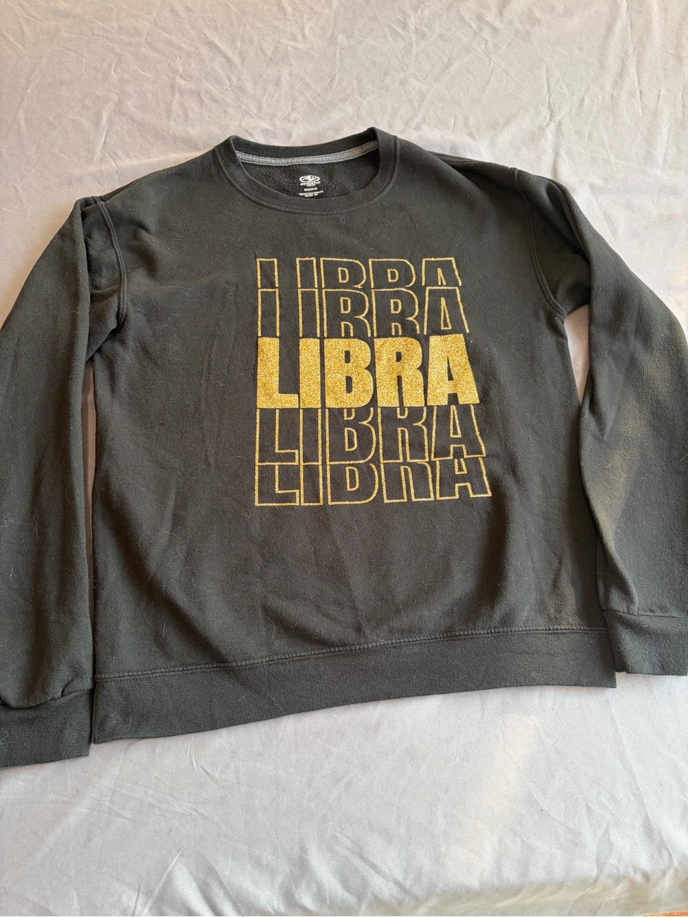 LIBRA Graphic Crewneck Sweatshirt - Black with Gold Logo Small